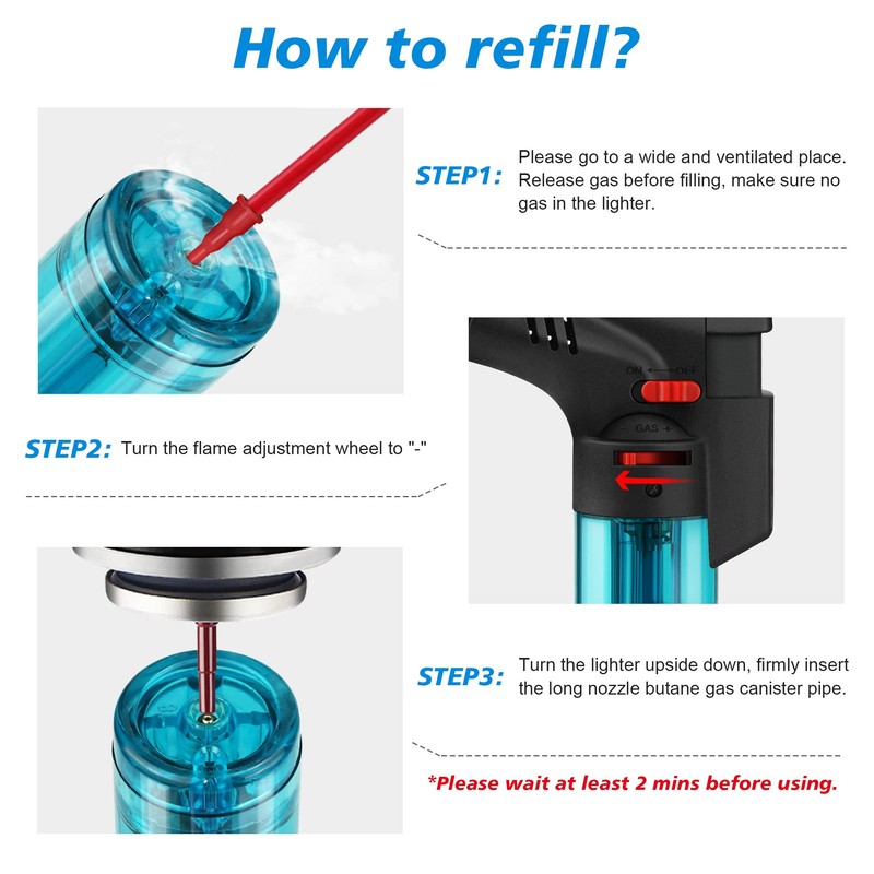 Samniu 4 Pack of Torch Lighter, Jet Flame, Butane gas,
