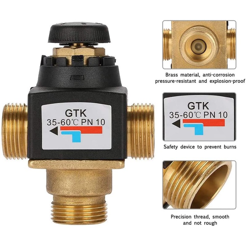 Thermostatic Mixer Valve Solar Water Heater 3 Way DN20(G3/4) Male