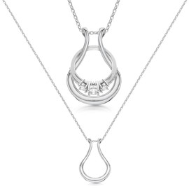 Emily C Ring Holder Necklace - Stainless Steel Necklace with Silver Finish - Engagement Gift for Doctors & Nurses - Silver Jewelry for Mom or Grandmother - Drop