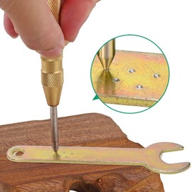 DMZK 2 PCS Automatic Center Punch Spring Loaded Drill Punch Tool, High Speed Steel Center Hole Punches Crushing Hand Tool with Protective Cap for Wood, Metal, Plastic, Car Window Puncher Breaker