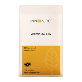 INNOPURE Vitamin D3 4,000IU & K2 MK-7, 100µg - 120 Tablets - 4 Months Supply - Approved by The Vegetarian Society - UK Made by Innopure