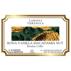 Kona Vanilla Macadamia Nut Brazilian Coffee (Single Serve K-Cup Pods) (Gourmet, Naturally Flavored, Whole Coffee Beans) (12 pods, ZIN: 576674)
