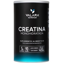 VALARA Creatina Monohidratada de Máxima Pureza 90 Servicios, Suplemento Deportivo en Polvo, Con Scoop Dosificador, Sin Azúcar, Sin Sabor
