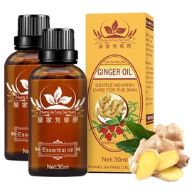 2-Pack Ginger Root Essential Oil, Lymphatic Drainage Ginger Oil, 100% Pure Natural Ginger Essential Oils for Massage, Body Massage Oil, Promote Blood Circulation, Relieve Muscle Soreness