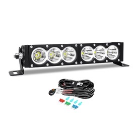 AUXTINGS 12 inch Single Row White LED Light Bar 60W Off Road Light Bar Spot Beam LED Work Light Truck UTV 4x4 Cars SUVs ATVs Boats Fog Driving Light with Wiring Harness kit