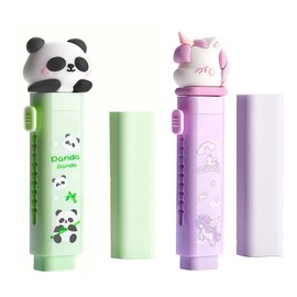 Erasers for Children, Pack of 2 Erasers, Retractable Eraser, Stationery, Children's Party Bags, Push Pull Rubber Eraser for Children, School, Office Supplies, Stationery