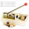 QWORK Nut Cracker with Wooden Base, Includes 4 Stainless Steel