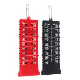 Golf Score Counter with Key Chain, 2 Pack 18 Hole Manual Scoreboard Black+Red, Perfect for Accurately Tracking Golf Score during Every Round, Ideal for Beginners and Advanced Players