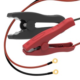 AMOMD Alligator Clips Booster Jumper Cable 14 Awg 3.3FT Tinned Copper PVC Electronic Wire with O Ring Copper Terminal Battery Charger Gator Clamps for 12/24V Inverter Car Battery Charging