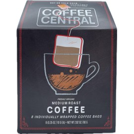 Premium Arabica Medium Roast Coffee Steep Pouches - 8 Individually Wrapped String Bags Quick Brew, Eco-friendly Single Serve, Hot Or Cold Brewing Perfect For Home Travel Camping Office On The Go (10- Grams)