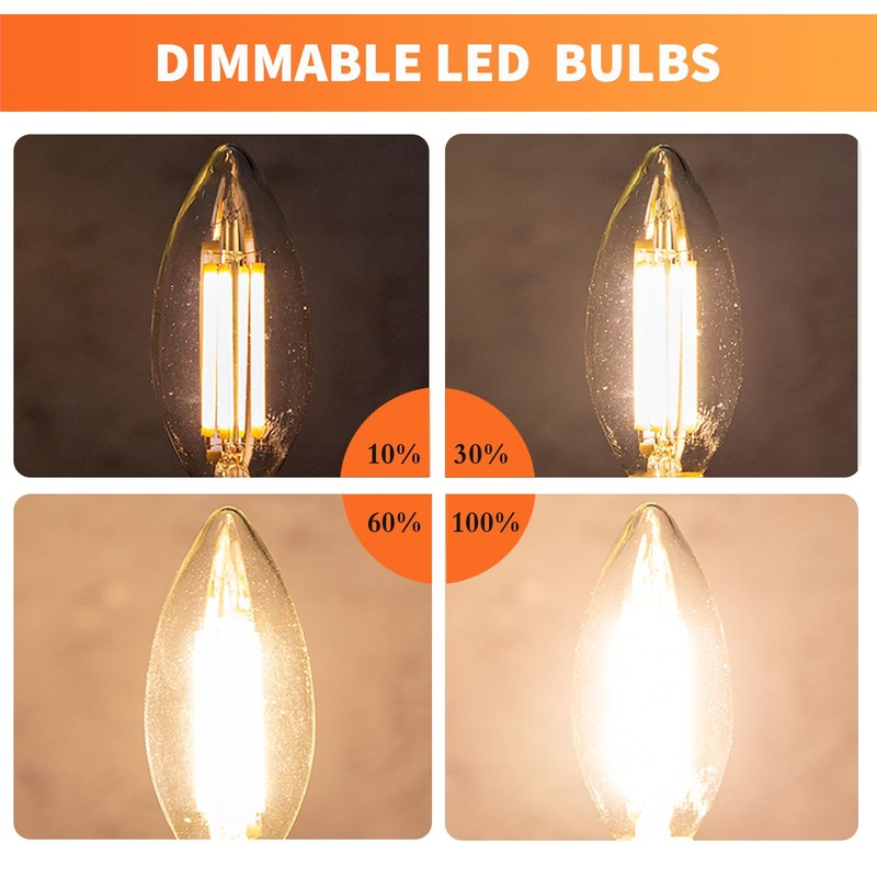 ALAMPEVER Chandelier Light Bulbs,E12 Candelabra Bulb 60 Watt,E12 LED Bulb