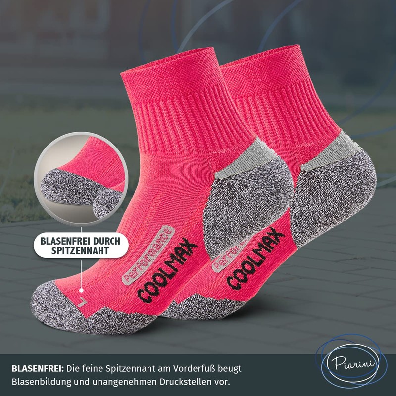Piarini 2 Paar Coolmax Wandersocken Trekking Socken Funktionssocken kurz -