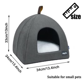 Cat Cave, 2 in 1 Cat House, Pet Bed, Foldable Dog Cat House with Washable Cushion, Non-Slip Base, for Cat/Dog/Rabbit/Puppy/Kitten