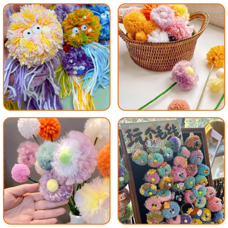 Molygar 16-Piece Pom Pom Maker Kit – 4 Sizes, DIY