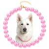 Ymapinc Chunky Pearl Pink Dog Collar, Adjustable Pearl Necklace for