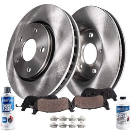 Detroit Axle - Pair (2) Front 288mm Disc Brake Kit Rotors w/Ceramic Pads w/Hardware & Brake Kit Cleaner & Fluid for MEASURE YOUR ROTORS TO ENSURE FITMENT
