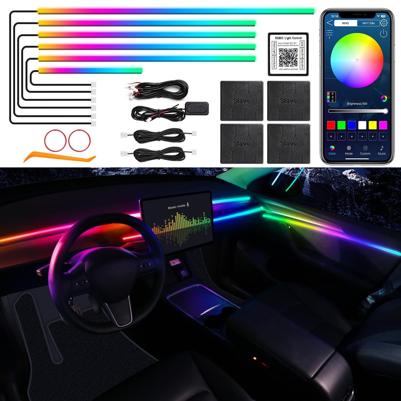 Dreamcolor Acrylic Interior Car LED Strip Light with Wireless APP,