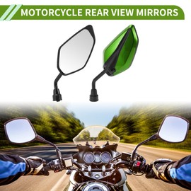 HOPESPANNER Universal Motorcycle Rear View Mirrors Adjustable Bar End Side Mirrors Mount Iron Plastic 1 Set Green M10 Leaf Shape