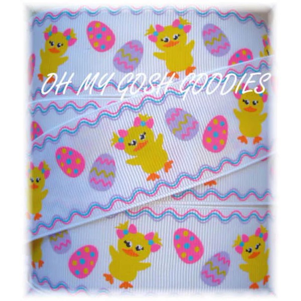 25 YARD ROLL SALE 1.5 EASTER LUCKY DUCKY GROSGRAIN RIBBON
