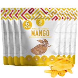 Crispy Craze Freeze Dried Mango (6 Snack Sized Bags, 0.52 oz Each), Whole Mango Fruit Crisps, Non GMO, Healthy Snack, No Added Sugar & Additives, 100% Natural, Allergen Free, School Safe