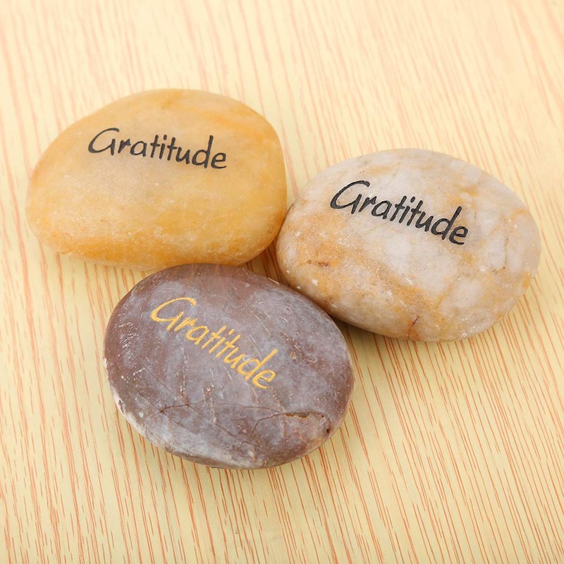 ROCKIMPACT 12pcs Gratitude Inspiration Rock Engraved Pocket Stone Natural River