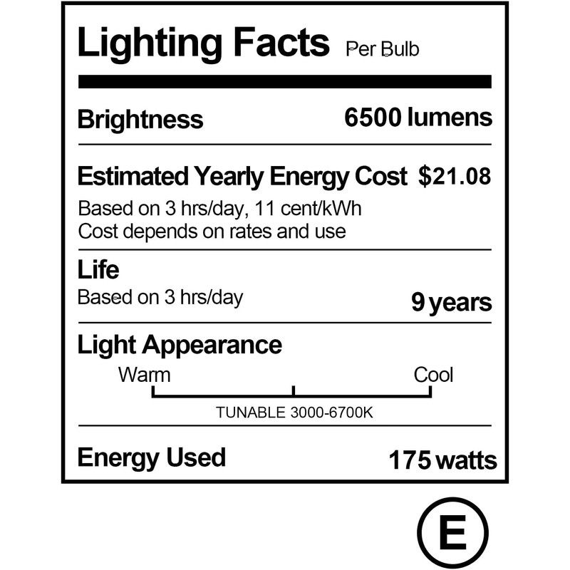 AQIRUI 175W Photography Light Bulb Dimmable Tricolor LED Bulbs 3000-6700K