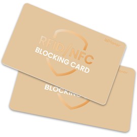 RFID Blocking Card 2 Pack, Bank Debit Credit Card Protector, Anti-Theft Contactless NFC Blocker, One Card Protect Entire Wallet (Golden, 2 Pack)