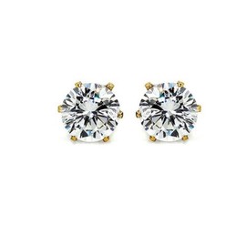 Efulgenz 14k Yellow Gold Plated Solitaire AAA Cubic Zirconia CZ Stud Earrings Jewelry Gift for Her
