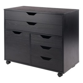 Winsome Winsome Halifax Storage Mobile Cabinets, 1 Door, 3 Drawers, 2 Wide Drawers, for Home Office, Black