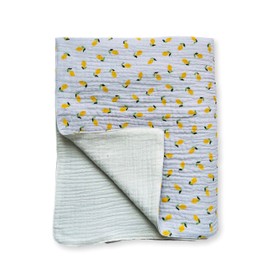 Leyl&Ari Muslin Quilt Blanket | 100% Organic Cotton | Toddler Crib Blanket | Made in USA (Little Lemons)