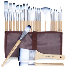 Anyart Paint Brush Set 24 Pieces Artist Brush Set for Acrylic Paints Painting Brush Watercolour Oil Paint Brush Stone Painting Miniatures Nail Brush High Quality Premium Nylon with Storage Bag