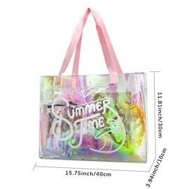 TotePrint Holografische PVC Handtasche - Durchsichtige Transparente Tasche mit Buchstaben-Muster, Stadion-Zulassung (1 Stück) (B029-D2079-12-300-11)