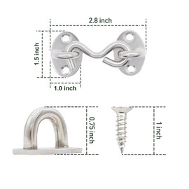 Barn Door Lock, 2 Pack 2"Barn Door Latch, Heavy Duty Solid Thicken Stainless Steel Gate Latch, Cabin Hook and Eye Latch, Hardware Lock for Sliding Screen, Garage Gate, Window, Cabinet, Outdoor(Silver)