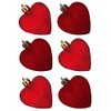 6 Pack 50mm Glitter / Plain Hearts Christmas Decoration -