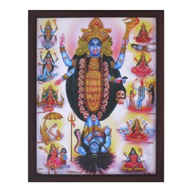 SANVIKA Kali Goddess Picture Frame, Wall Decor for Living Room & Home Office, Hindu Goddess Kali with 11 Roopa, 12" x 9