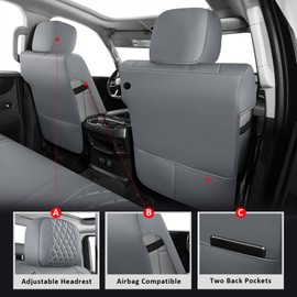 MIROZO Front Truck Seat Covers,2PCS Toyota Tundra Seat Covers Waterproof Automotive Seat Covers Compatible with 2014-2021 Toyota Tundra Crew/Crewmax/Extended/Double Cab(Grey,2PCS Front)