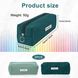 JOZMMZEOOA 2 Stück Federmäppchen Cord-Stoff,Pencil Case Waschbar Stiftemäppchen Tragbares Federmappe Aesthetic Federmäppchen mit Praktischem Reißverschluss,für Student Teenager （Dunkelgrün,Grasgrün）