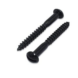 Merriway BH03813 (10 Pcs) Black Japanned Roundhead Screws, 10 x 2 inch - Pack of 10 Pieces