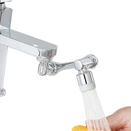 Yenux 1080° Rotating Filter Faucet-Swivel Faucet Extender Kitchen Sink-Water-Aerator with 2 Water Outlet Mode Multifunctional Robotic Arm Splash Filter Extension-Washing Eye/Face/Hair (Style 1)