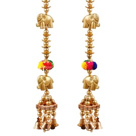 Divyakosh Door Decoration Items Hanging, Entry Door Decoration Items, Pooja Decoration Items, Handmade Pink Lotus with Cow Hanging for Home Decoration | 2 Pieces | 26 Inch |