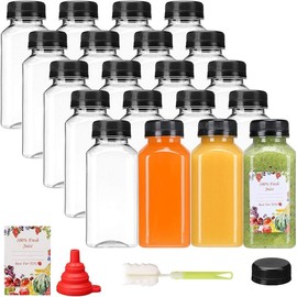 16oz Juice Bottles, Plastic Juicing Bottles with Caps, Clear Bulk Drink Containers with Black Tamper Evident Lids for Juicing, Smoothie, Drinking and Other Beverages Organiser Canister - Color: Superlady2020073001