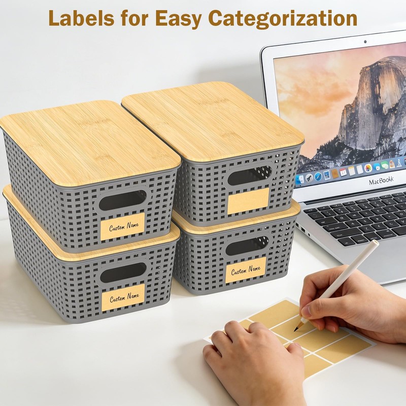 Stackable Storage Basket: Plastic Baskets Bins, Baskets for Organizing, Pantry