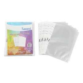 Koovi | 100 piezas de protector de hojas transparentes, protectores tamaño carta con 11 perforaciones ideales para carpeta, protege todos tus documentos de salpicaduras
