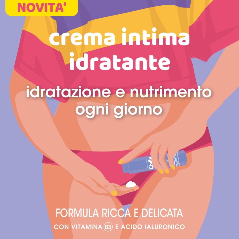 Chilly, Crema Intima Idratante, con Vitamina B3 e Acido Ialuronico,