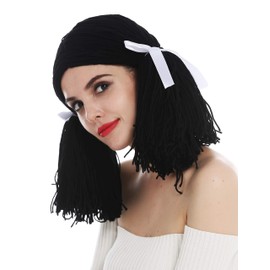 WIG ME UP - 3208-P103 Wig Carnival Fancy Dress Women's Doll Doll Thick Fabric Doll Hair Black Braids