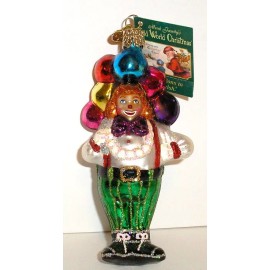Old World Christmas CIRCUS CLOWN WITH BALLOONS- OLD WORLD CHRISTMAS BLOWN GLASS ORNAMENT NEW W/TAG