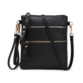 AMELIE GALANTI womens small crossbody strap handbag bag,Soft Leather Fabric Delicate Durable Fashion Design, 2072-black, Crossbody