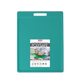 Dexas NSF Certified Polysafe Cutting Board with Handle, 11 x 14.5 Inches, Reversible Kitchen Cutting Board, Teal Green