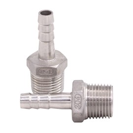DERNORD Stainless Steel 3/8" Hose Barb x 1/2" NPT Male - Home Brew Pipe Fitting Pack of 2