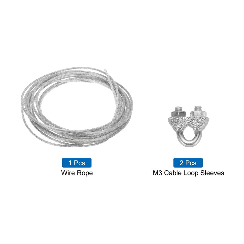 sourcing map 3mm (1/8 inch) Clear Vinyl Coated Wire Ropes,
